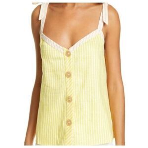 Ted Baker Colour by Number Asinara Stripe Cotton Linen  Tank Yellow Size 2 (US 6